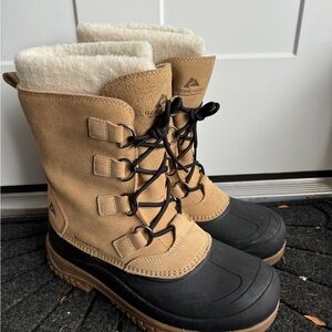 Tan and Black Winter Boots